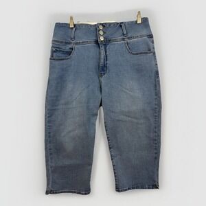 Dolly Pirate Capri Jeans Womens 12 (32x16) Cropped Stretch High Rise Medium Wash
